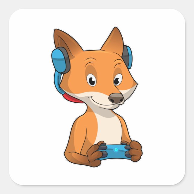 Adesivo Quadrado Fox como Jogador com Joystick (Frente)