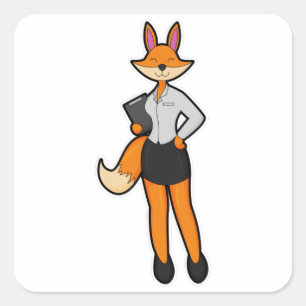 Adesivo Quadrado Fox como Secretário com Notepad