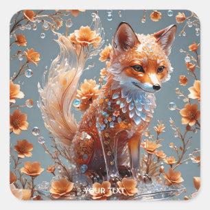 Adesivo Quadrado Fox de Vidro Vermelho Fantasy