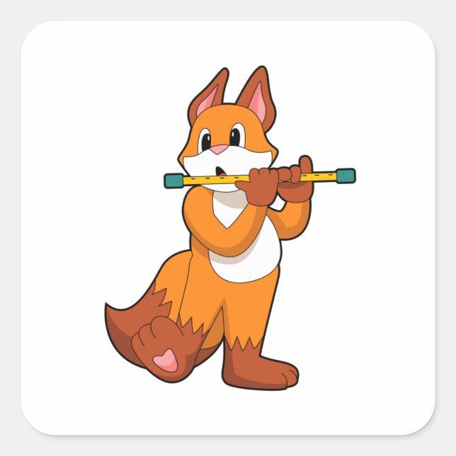 Adesivo Quadrado Fox em Música com Flute.PNG (Frente)