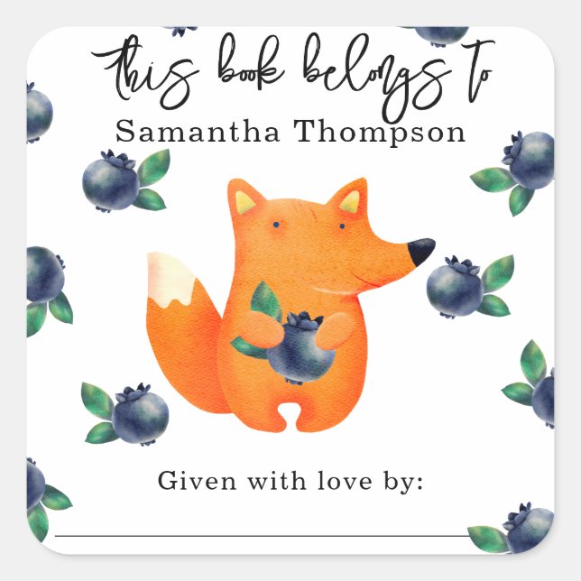 Adesivo Quadrado Fox - este livro pertence a (Frente)