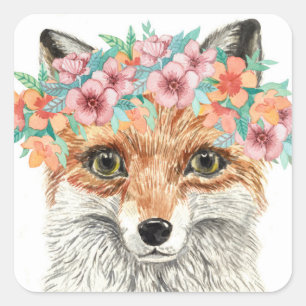 Adesivo Quadrado Fox floral