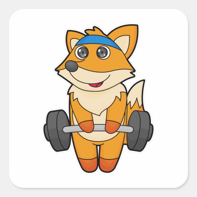 Adesivo Quadrado Fox na Malhação com Barbell (Frente)