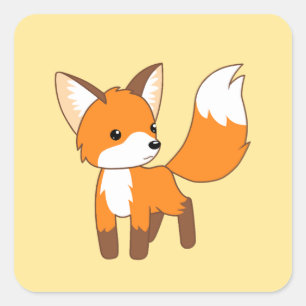 Adesivo Quadrado Fox pequeno bonito no amarelo