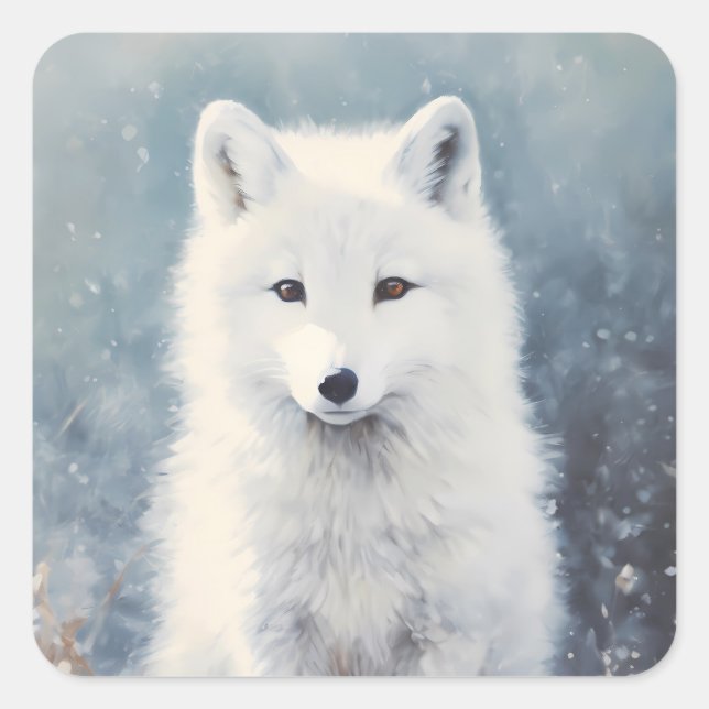 Adesivo Quadrado Fox Pup Winter Portrait (Frente)