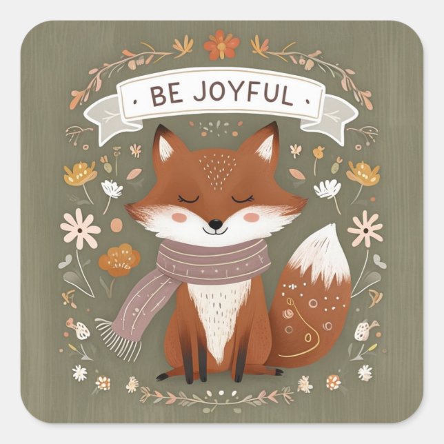 Adesivo Quadrado Fox silenciosa - Design inspirado na natureza (Frente)