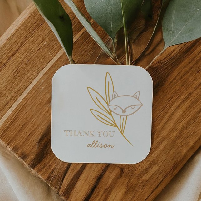 Adesivo Quadrado Fox Woodland Fairytale Favor Sticker (Fox Woodland Fairytale Favor Sticker)