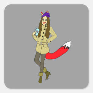 Adesivo Quadrado Foxgirl