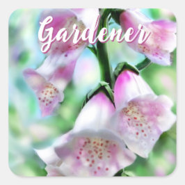 Adesivo Quadrado Foxglove Flowers Floral Pink Garden Personalized