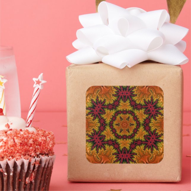 Adesivo Quadrado Fractal Bloom em Matizes do outono (Festa)