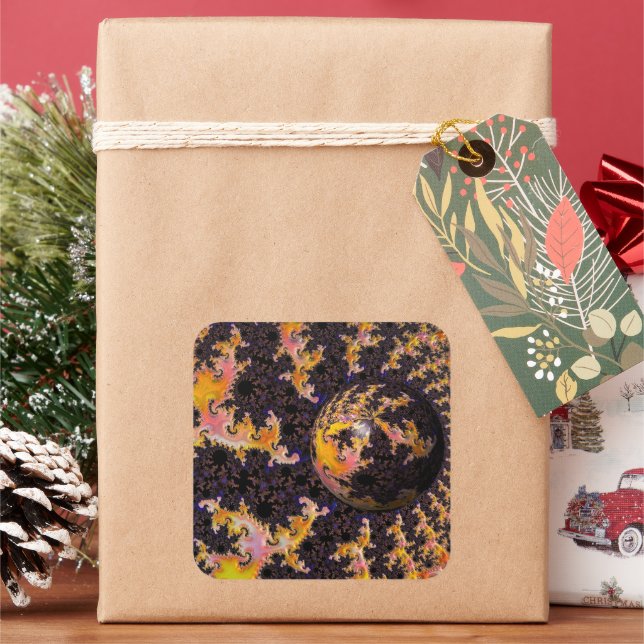 Adesivo Quadrado Fractal Firestorm Sphere (Feriado)