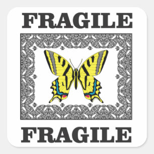 Adesivo Quadrado frágil amarelo