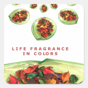 Adesivo Quadrado Fragrância da vida: Mensagem Inspiracional Potpour