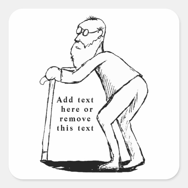 Adesivo Quadrado Frail Old Man With Cane Sketch (Frente)