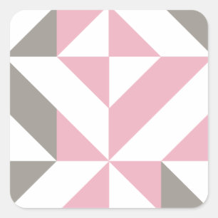 Adesivo Quadrado Framboesa rosa e ZigZag geométrica prateada