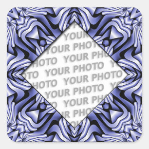 Adesivo Quadrado frameART do caleidoscópio - azul + sua foto
