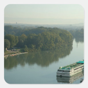 Adesivo Quadrado França, Avinhão, Provença, barco fluvial de Van Go