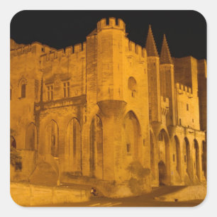 Adesivo Quadrado França, Avinhão, Provença, Palácio Papal à noite 2