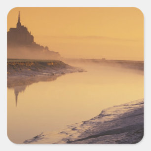 Adesivo Quadrado FRANÇA, Normandia Mont St. Michel. Luz da Manhã