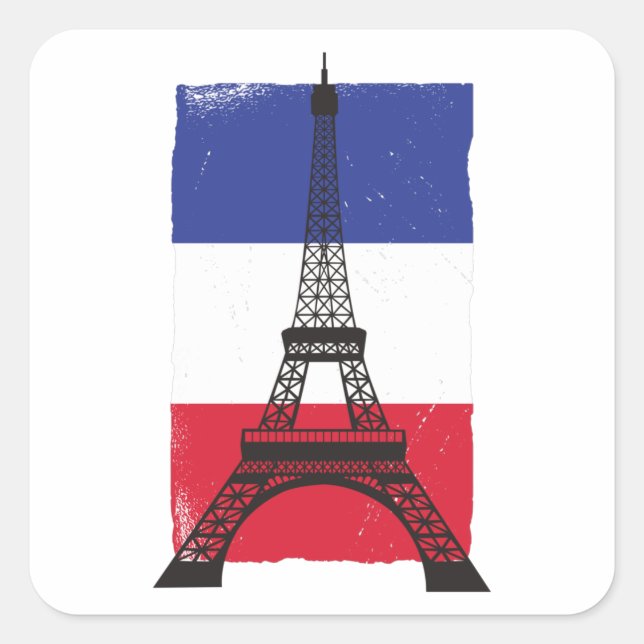 Adesivo Quadrado França Paris Bandeira francesa (Frente)