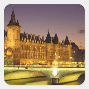 Adesivo Quadrado França, Paris, Conciergerie e rio Sena em