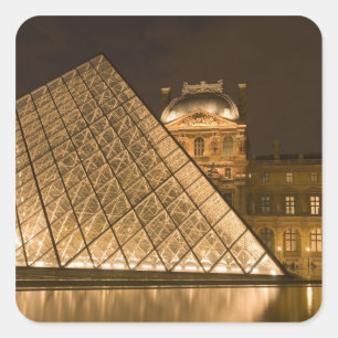 Adesivo Quadrado França, Paris. O Louvre no crepúsculo. Crédito 