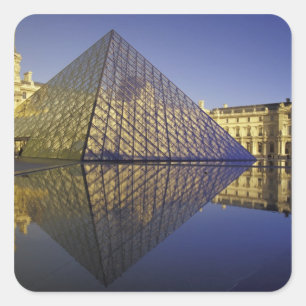Adesivo Quadrado FRANÇA, Paris Reflexo, Pirâmide. O Louvre