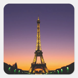 Adesivo Quadrado França, Paris, Torre Eiffel ao pôr do sol.
