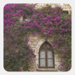 Adesivo Quadrado França, Provença, Eze. Rosa brilhante
