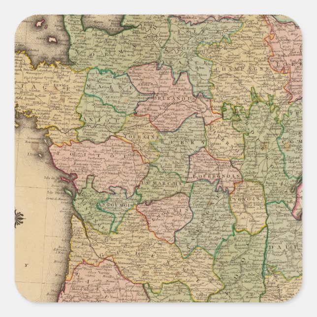 Adesivo Quadrado França, províncias (Frente)