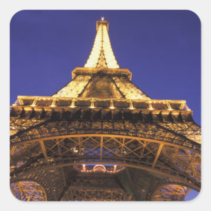 Adesivo Quadrado FRANÇA, Torre Eiffel de Paris, vista noturna