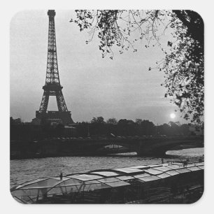 Adesivo Quadrado França vintage Paris torre Eiffel pôr do sol