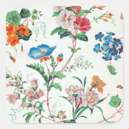 Adesivo Quadrado France 1830 Delicate Floral Antique Botanical