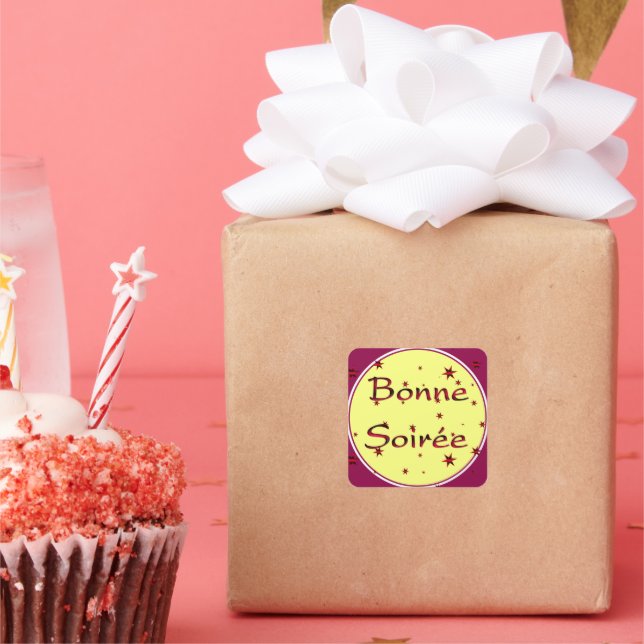 Adesivo Quadrado Francês: Bonne Soiree Square Sticker (Festa)