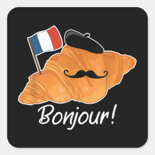 Adesivo Quadrado Francês Croissant Lover França Bandeira Francófilo