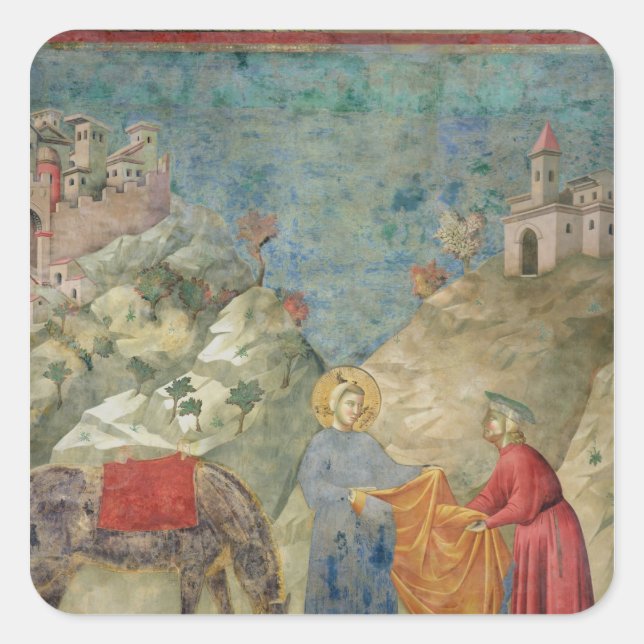 Adesivo Quadrado Francis dá sua Casaco a um estranho (Frente)