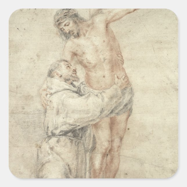 Adesivo Quadrado Francis Rejeitando o Mundo e Abraçando (Frente)