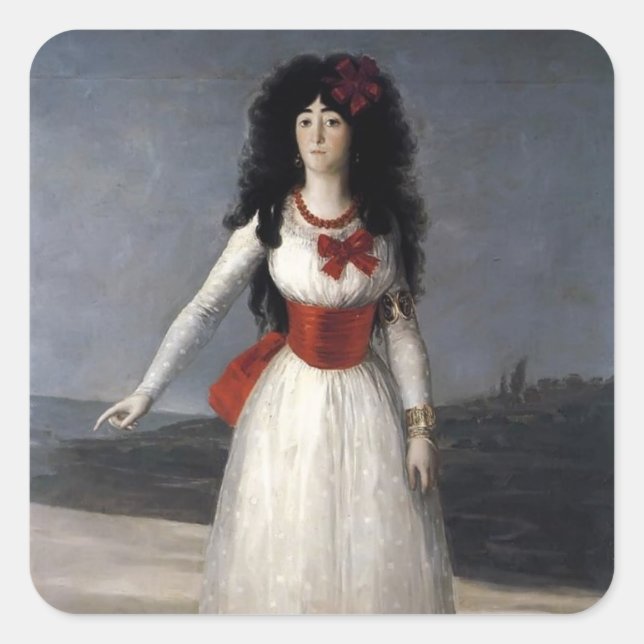 Adesivo Quadrado Francisco Goya - Duquesa de Alba, Duquesa Branca (Frente)