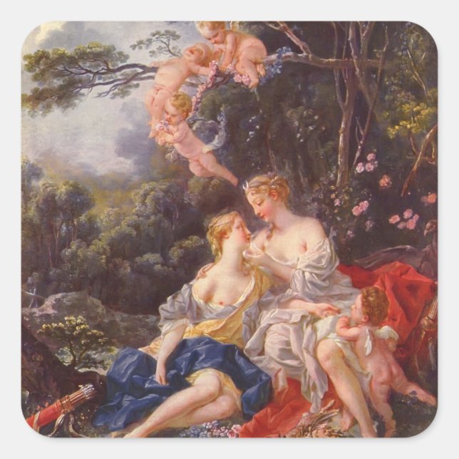 Adesivo Quadrado Francois Boucher - Júpiter e Callisto (Frente)