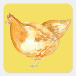Adesivo Quadrado Frango Hen Amarelo