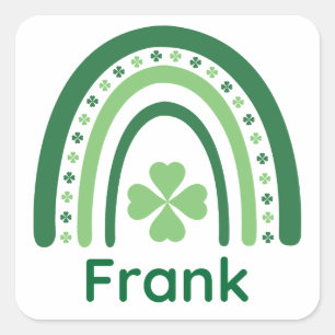 Adesivo Quadrado Frank Name Clover Boho Rainbow