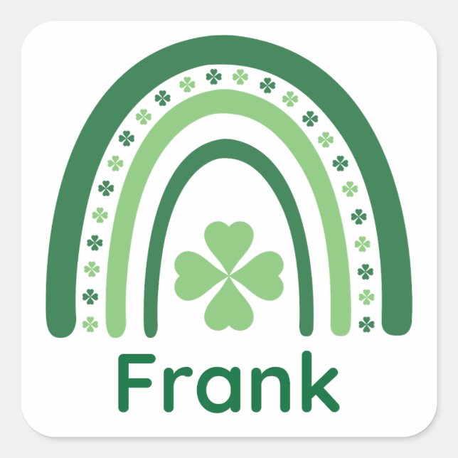 Adesivo Quadrado Frank Name Clover Boho Rainbow (Frente)