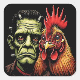 Adesivo Quadrado "Frankenstein & Earl" Chessy Chicken Selfies