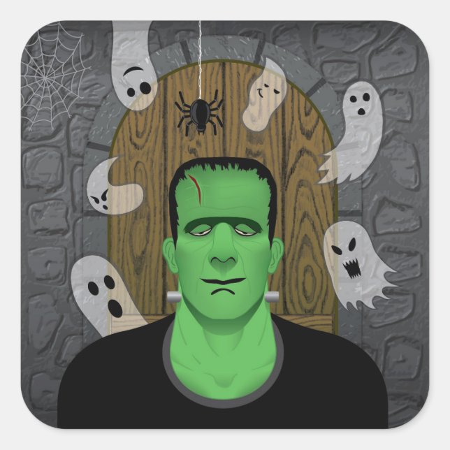 Adesivo Quadrado Frankenstein & Ghosts Square Sticker (Frente)