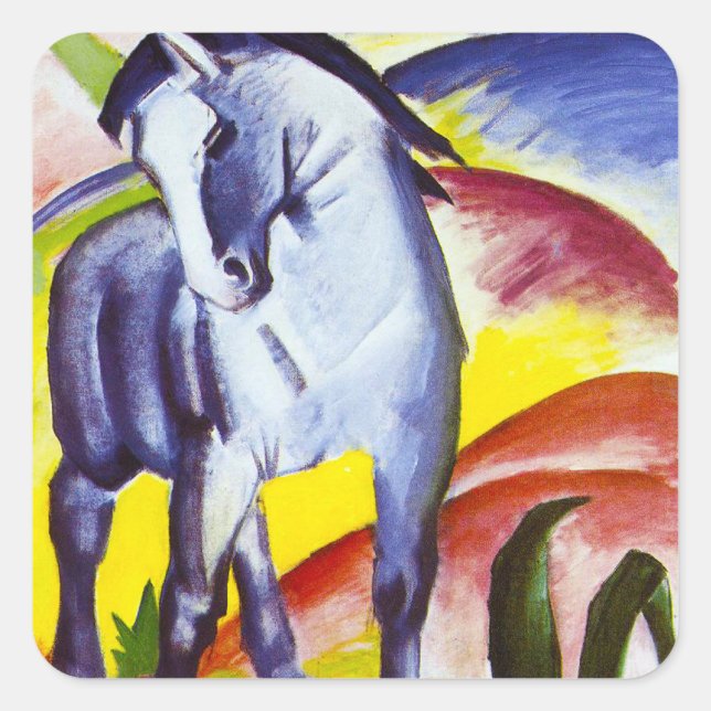 Adesivo Quadrado Franz Marc Blue Horse Stickers (Frente)