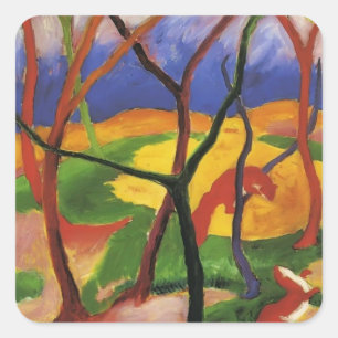 Adesivo Quadrado Franz Marc- Weasels Tocando