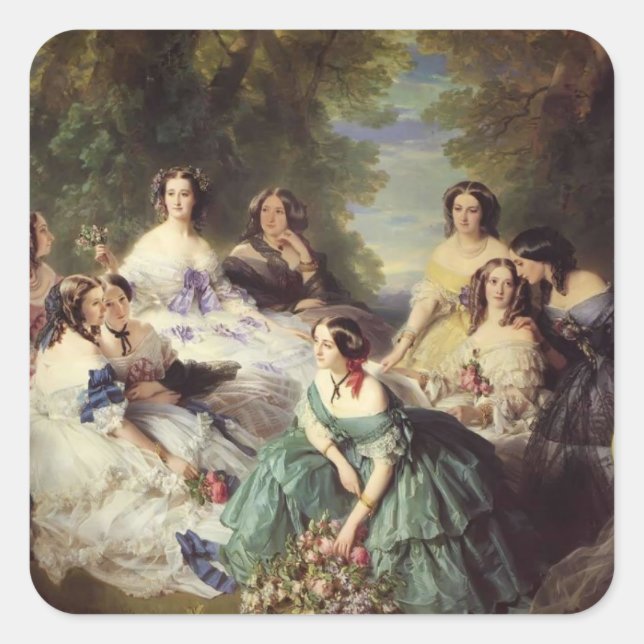Adesivo Quadrado Franz Winterhalter-Empress Eugenie com suas Senhor (Frente)
