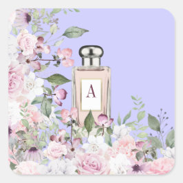 Adesivo Quadrado Frasco de Perfume Puro Floral Bonito