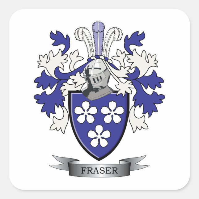 Adesivo Quadrado Fraser Family Crest Casaco de Armas (Frente)