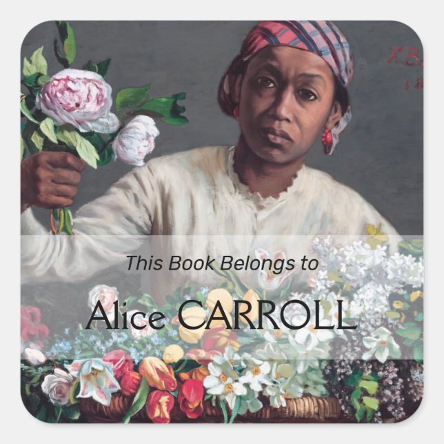 Adesivo Quadrado Frederic Bazille - Jovem Mulher com Peonias (Frente)